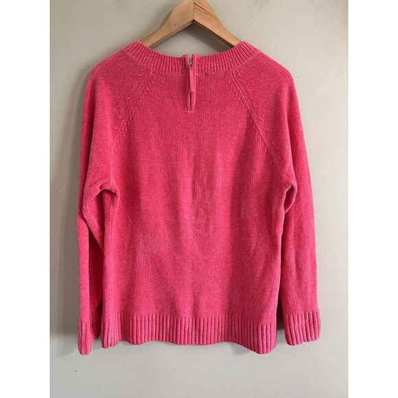 TALBOTS chenille crew neck Cozy sweater in bright pink size Large Casual - Picture 3 of 6